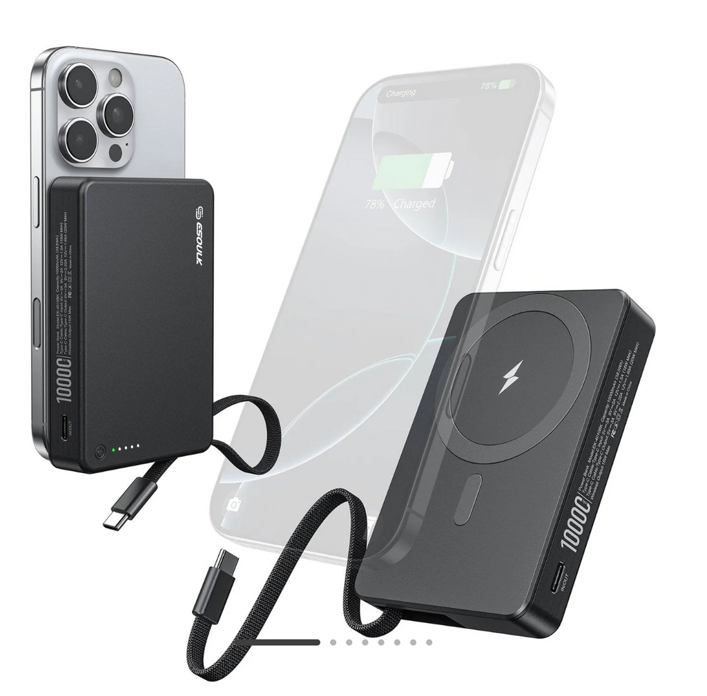 Esoulk 10,000mAh Magnetic Wireless Charger with Built-in Type-C Cable