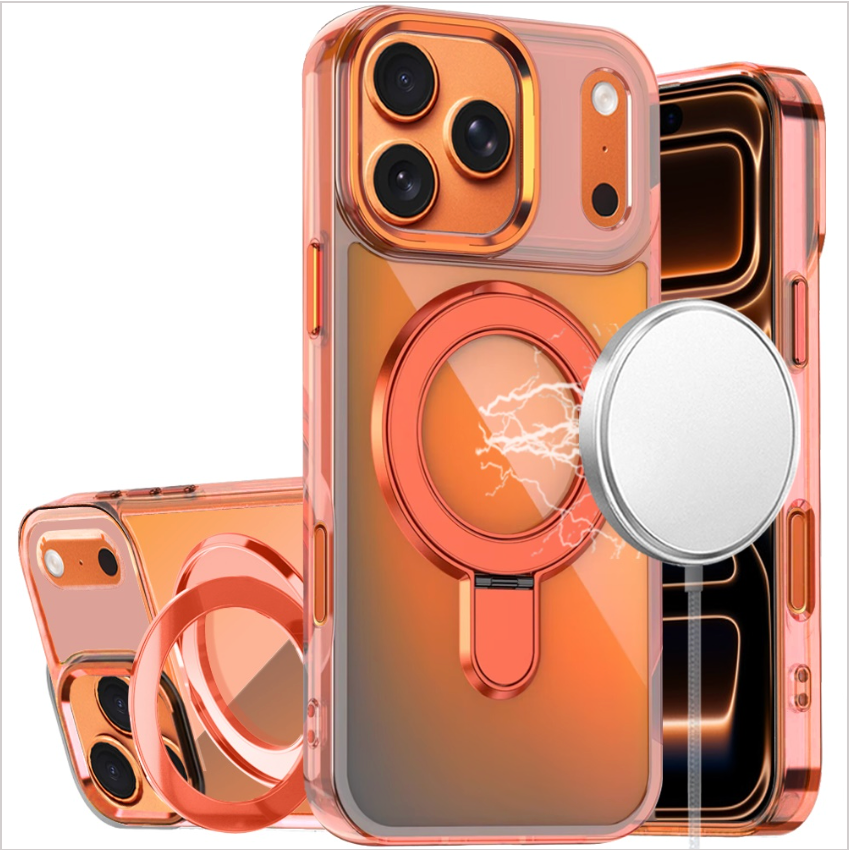 iPhone 17 Pro Max CHROME HQ Rotational Magnetic Ring Hybrid - Cosmic Orange