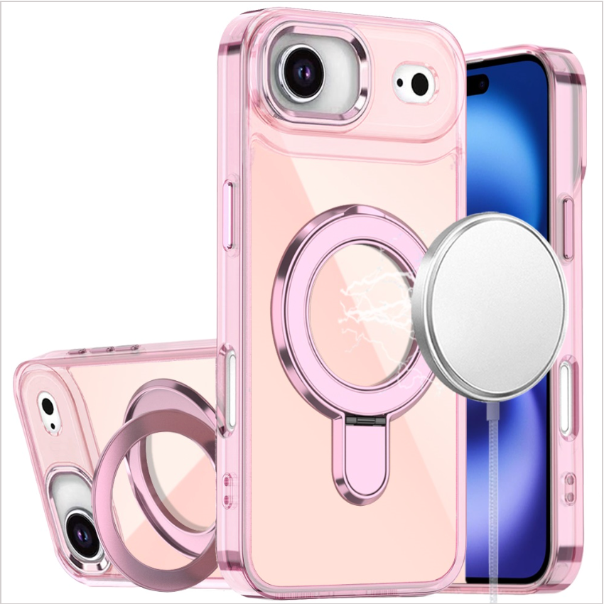 iPhone 17 Air CHROME HQ Rotational Magnetic Ring Hybrid - Light Pink