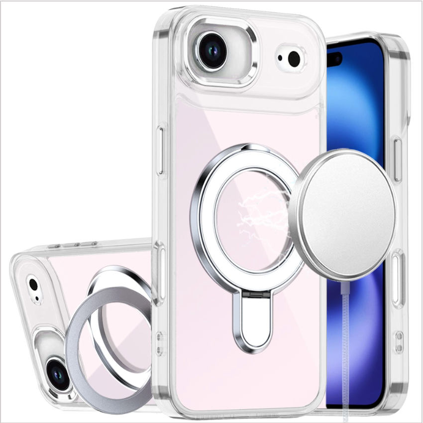 iPhone 17 Air CHROME HQ Rotational Magnetic Ring Hybrid - Clear
