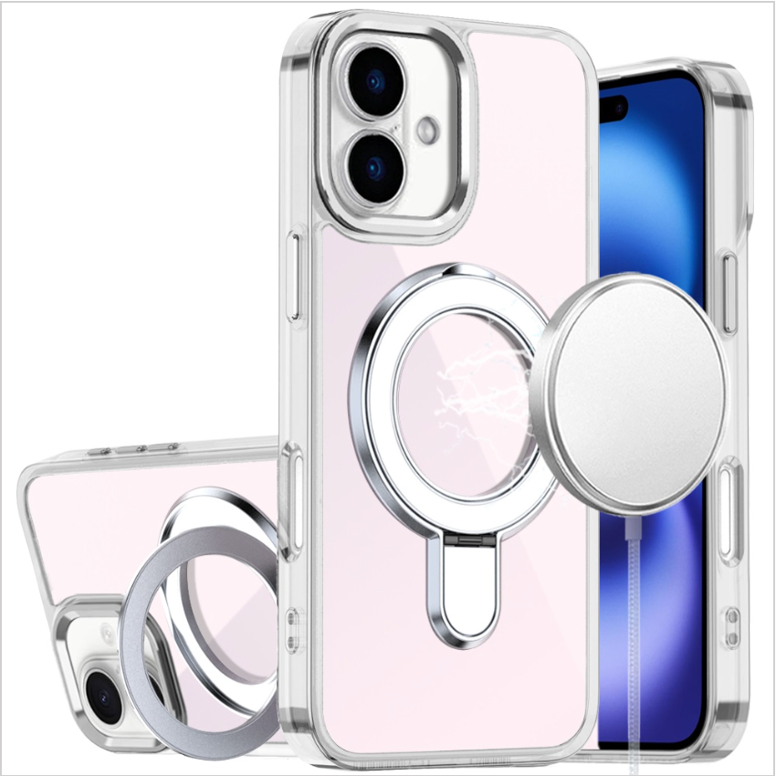 iPhone 17 CHROME HQ Rotational Magnetic Ring Hybrid - Clear