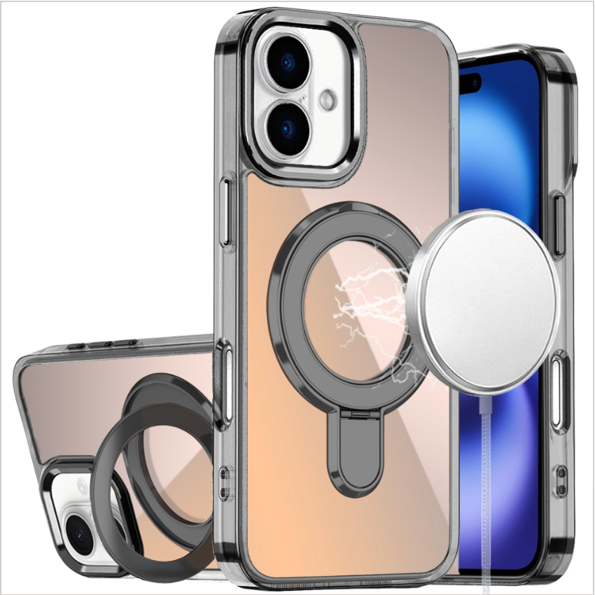 iPhone 17 CHROME HQ Rotational Magnetic Ring Hybrid - Black