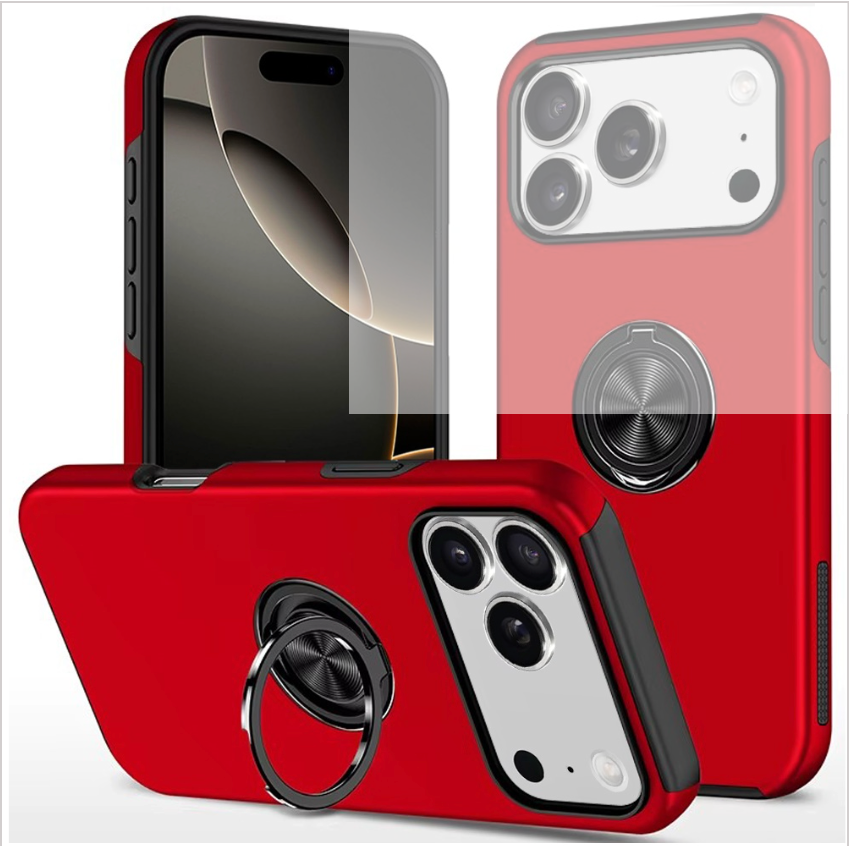iPhone 17 Pro Max CHIEF Oil Painted Magnetic Ring Stand Hybrid Case Cover - Red