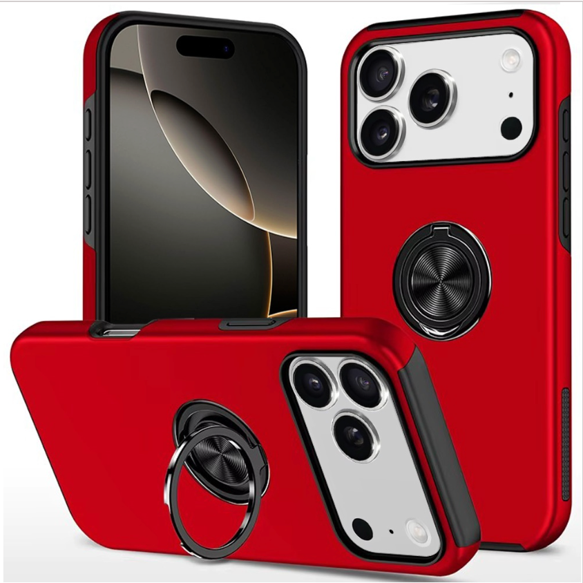 iPhone 17 Pro CHIEF Oil Painted Magnetic Ring Stand Hybrid Case Cover - Red
