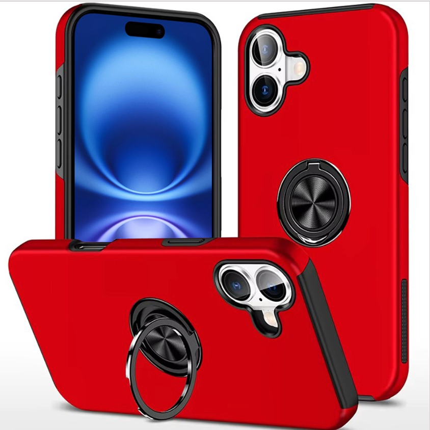 iPhone 17 CHIEF Oil Painted Magnetic Ring Stand Hybrid Case Cover - Red
