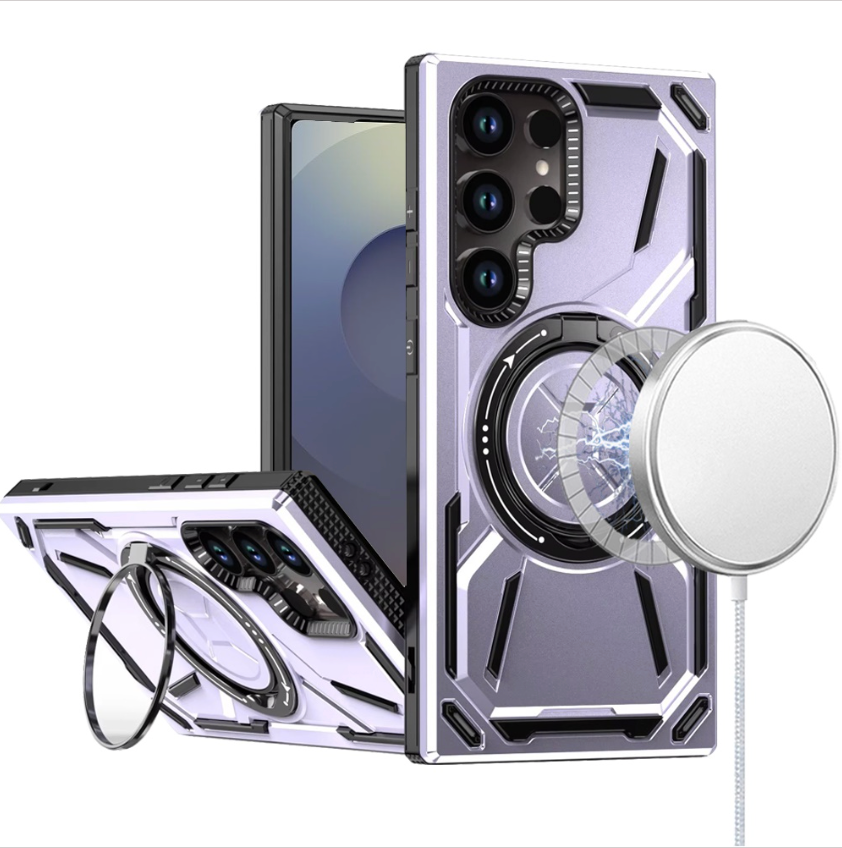 Loop Hybrid with [Magnetic Ring Circle] 360 degrees Rotational Kickstand Case Cover - Light Purple