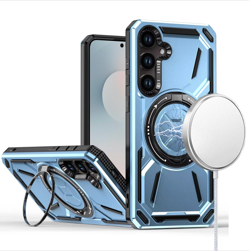 Loop Hybrid with [Magnetic Ring Circle] 360 degrees Rotational Kickstand Case Cover - Light Blue
