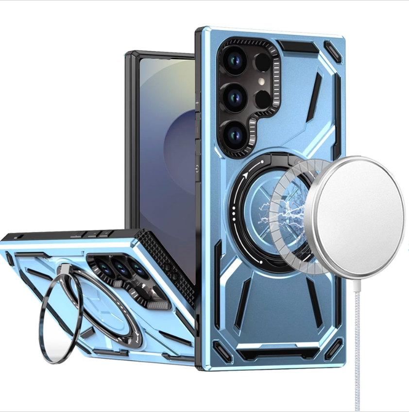 Loop Hybrid with [Magnetic Ring Circle] 360 degrees Rotational Kickstand Case Cover - Light Blue