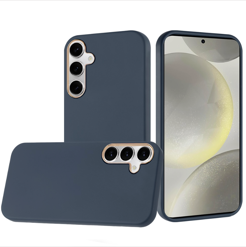 Classy Slick Chromed Around Hybrid Case Cover - Dark Blue