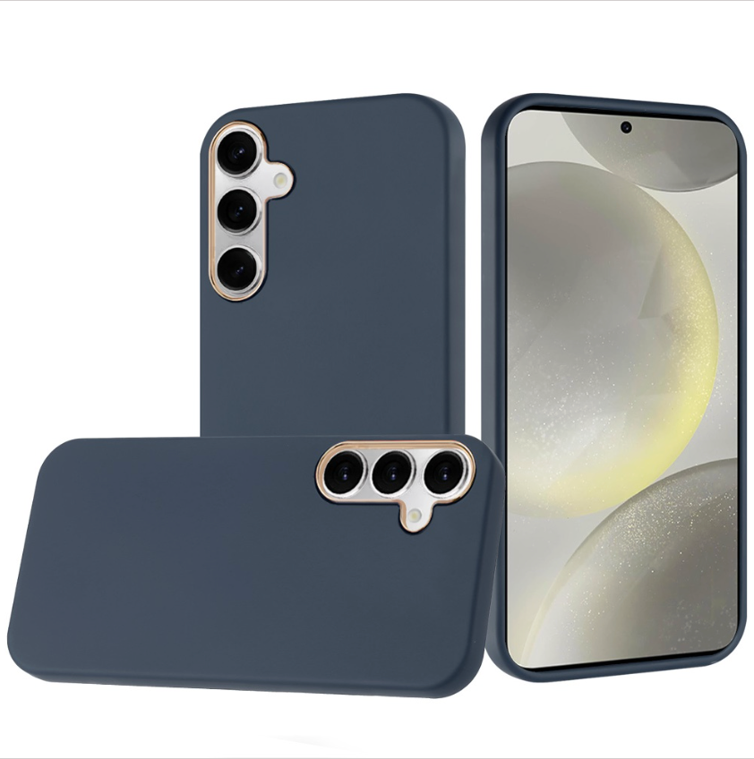 Classy Slick Chromed Around Hybrid Case Cover - Dark Blue