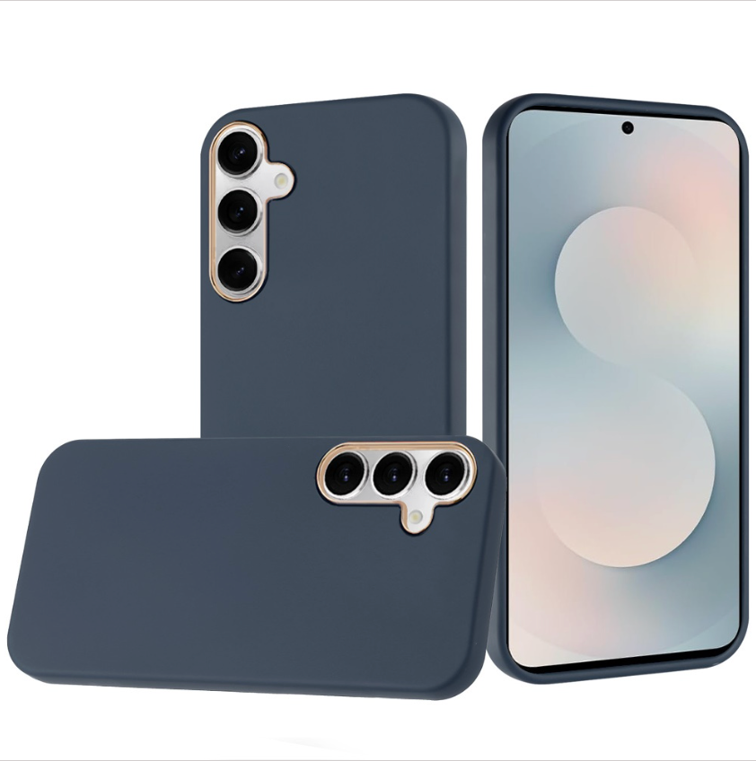 Classy Slick Chromed Around Hybrid Case Cover - Dark Blue