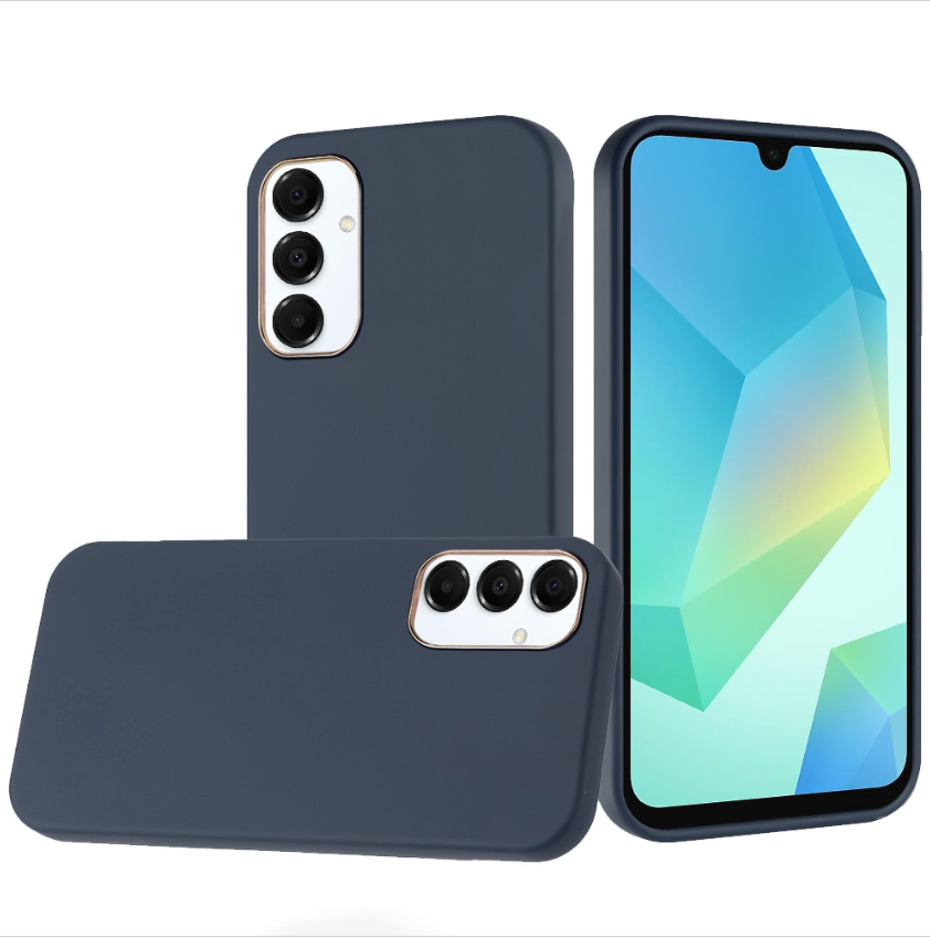 Classy Slick Chromed Around Hybrid Case Cover - Dark Blue