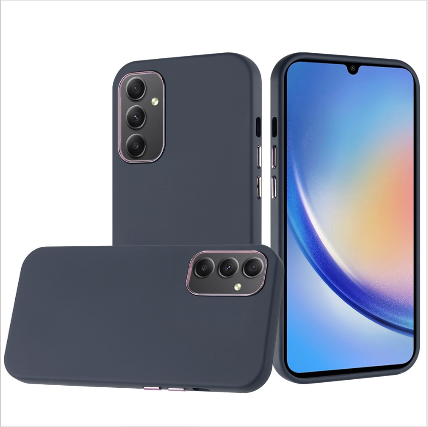 Classy Slick Chromed Around Hybrid Case Cover - Dark Blue