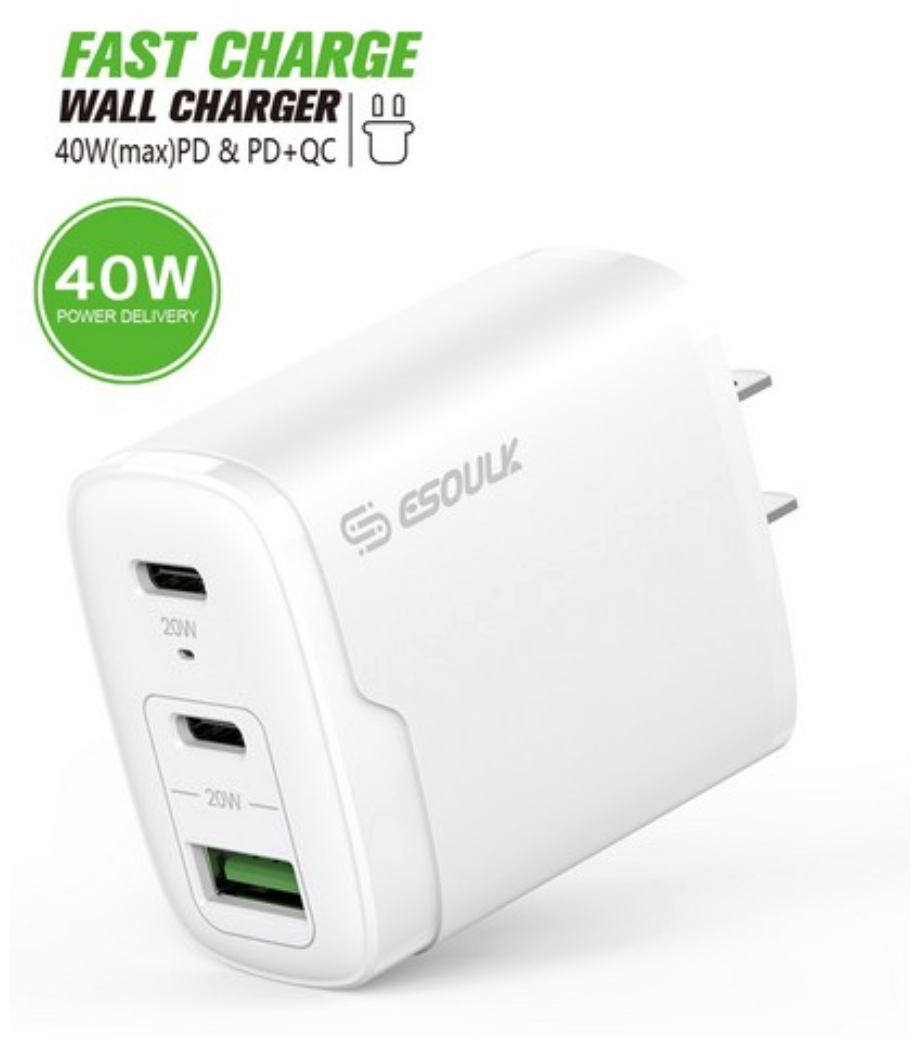 Esoulk 40W Dual PD+QC Fast Wall Charger