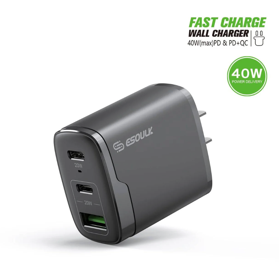 Esoulk 40W Dual PD+QC Fast Wall Charger